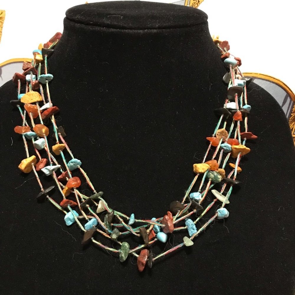 SOLD BUNDLE* Raw Stone Amber Turquoise Necklace - Picture 2 of 4